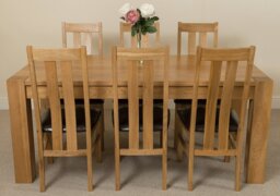 Rackhams Kuba Large Oak Dining Table with Princeton Oak Chairs - Natural Oak - 6 chairs - thumbnail 2