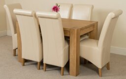Rackhams Kuba Small Oak Dining Table with Montana Leather Chairs - 6 chairs - Brown - thumbnail 3