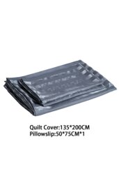 Rackhams Single Duvet Cover Set Satin Stripes Zip Fastening Polyester Duvet Cover with 1 Pillowcases - Grey - thumbnail 6