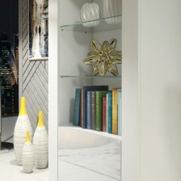 Rackhams Modern White Gloss Display Cabinet 170cm – 2 Doors & Glass Shelves - Matt Body & Glos Doors - White - 170 - thumbnail 4