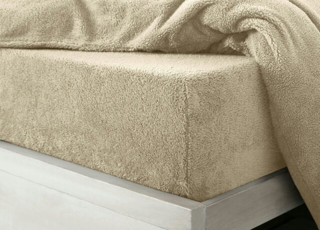Rackhams Teddy Fleece Warm and Cosy Fitted Sheet - Taupe - Single - image 1