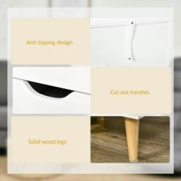 Rackhams Bedside Table, Bedside Cabinet with 3 Drawers, Side End Table with Pine Wood Legs for Bedroom Living Room, White - thumbnail 6