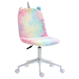 Rackhams Fluffy Unicorn Office Chair w/ Swivel Wheel, Cute Desk Chair, Rainbow - thumbnail 2