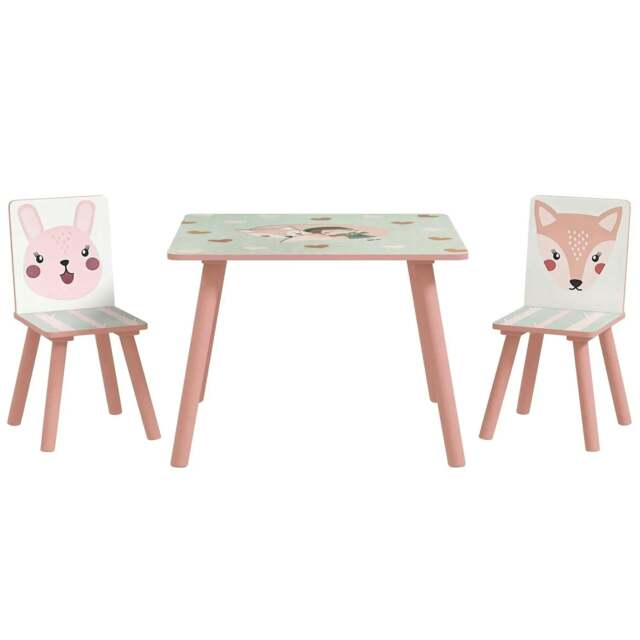 Rackhams ZONEKIZ Kids and Table Chairs, Children Desk with Two Chairs, Toddler Furniture Set, for Ages 3-6 Years - Pink - image 1