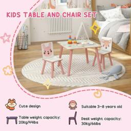 Rackhams ZONEKIZ Kids and Table Chairs, Children Desk with Two Chairs, Toddler Furniture Set, for Ages 3-6 Years - Pink - thumbnail 5