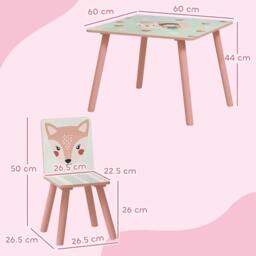 Rackhams ZONEKIZ Kids and Table Chairs, Children Desk with Two Chairs, Toddler Furniture Set, for Ages 3-6 Years - Pink - thumbnail 2