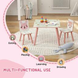 Rackhams ZONEKIZ Kids and Table Chairs, Children Desk with Two Chairs, Toddler Furniture Set, for Ages 3-6 Years - Pink - thumbnail 3