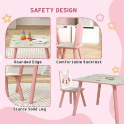 Rackhams ZONEKIZ Kids and Table Chairs, Children Desk with Two Chairs, Toddler Furniture Set, for Ages 3-6 Years - Pink - thumbnail 4