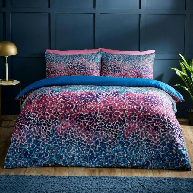 Rackhams Satin Animal Print Duvet Cover Set - Teal - King - image 1