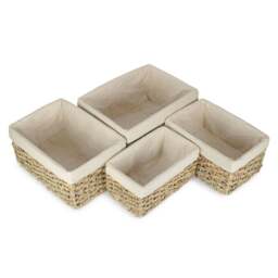 Rackhams Thatch Grass Woven Storage Basket with White Cotton Lining - Medium - thumbnail 3