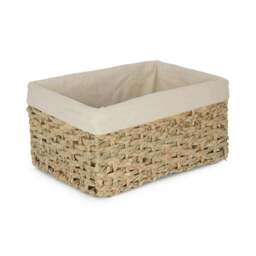Rackhams Thatch Grass Woven Storage Basket with White Cotton Lining - Medium - thumbnail 1