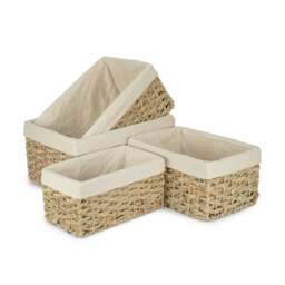 Rackhams Thatch Grass Woven Storage Basket with White Cotton Lining - Medium - thumbnail 2