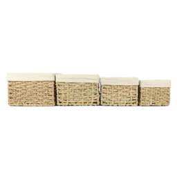 Rackhams Thatch Grass Woven Storage Basket with White Cotton Lining - Medium - thumbnail 4