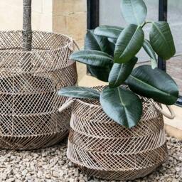 Rackhams Two Woven Baskets - H38 x W38 x D38cm, 2.6kg - Poly rattan with a steel frame. - thumbnail 2