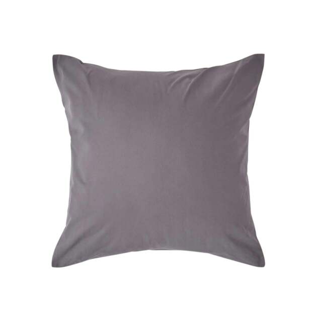 Rackhams Crisp & Cool 200 TC Egyptian Cotton Percale Housewife Pillowcase, European Size - Dark Grey - 40 x 40 cm - image 1