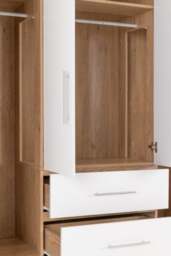 Rackhams Seville 4 Door 2 Drawer Wardrobe - Grey High Gloss and Light Oak - thumbnail 5