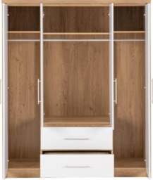 Rackhams Seville 4 Door 2 Drawer Wardrobe - Grey High Gloss and Light Oak - thumbnail 4