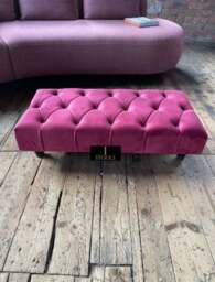 Rackhams Claret Chesterfield Footstool - Long Maroon Upholstered Ottoman Bench (Non-Storage) - 48 x 48 Inches (120 x 120cm) - thumbnail 4