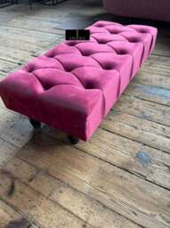 Rackhams Claret Chesterfield Footstool - Long Maroon Upholstered Ottoman Bench (Non-Storage) - 48 x 48 Inches (120 x 120cm) - thumbnail 2