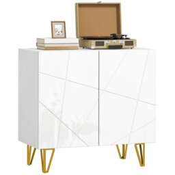 Rackhams Storage Cabinet, Sideboard with Adjustable Shelf, Black - Black - High gloss - Sideboard - thumbnail 6