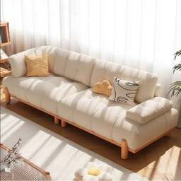 Rackhams Ariadna Comfy Two Seater, Three Seater Sofa, Suede, Cream - 210cm - thumbnail 4