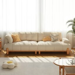Rackhams Ariadna Comfy Two Seater, Three Seater Sofa, Suede, Cream - 210cm - thumbnail 1