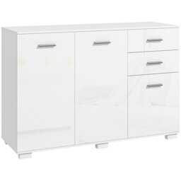 Rackhams Modern Sideboard Kitchen Storage Cabinet with 2 Drawers, White - White - thumbnail 6
