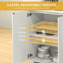 Rackhams Modern Sideboard Kitchen Storage Cabinet with 2 Drawers, White - White - thumbnail 5