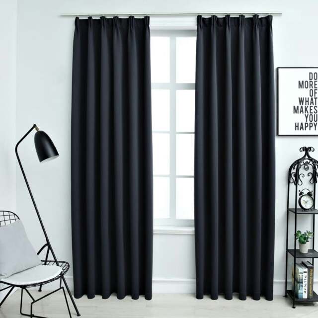 Rackhams Blackout Curtains with Hooks 2 pcs Anthracite 140x245 cm