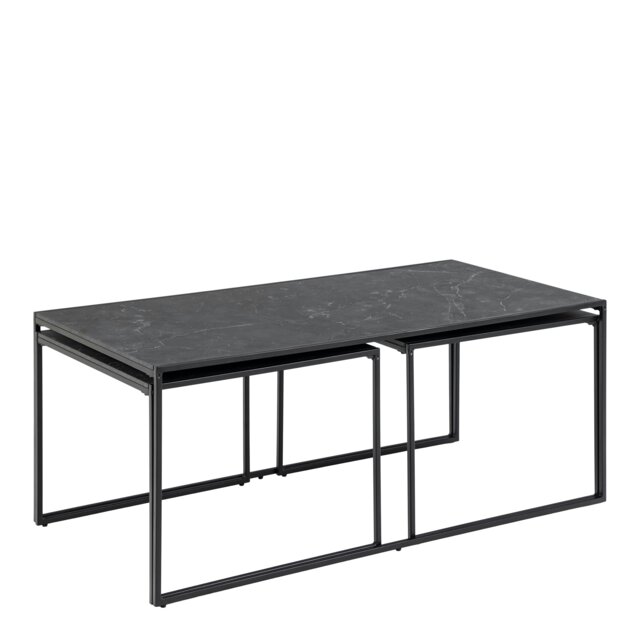 Rackhams Infinity Square/Coffee Table Setin Matt Black Set of 3 - 1 - Black - Black - image 1