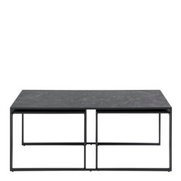 Rackhams Infinity Square/Coffee Table Setin Matt Black Set of 3 - 1 - Black - Black - thumbnail 2