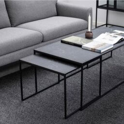 Rackhams Infinity Square/Coffee Table Setin Matt Black Set of 3 - 1 - Black - Black - thumbnail 6