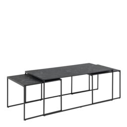 Rackhams Infinity Square/Coffee Table Setin Matt Black Set of 3 - 1 - Black - Black - thumbnail 3
