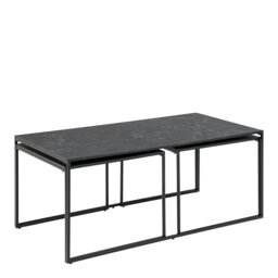 Rackhams Infinity Square/Coffee Table Setin Matt Black Set of 3 - 1 - Black - Black