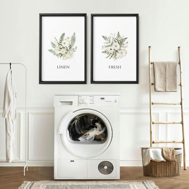 Rackhams Laundry Room Pictures - Set of 2 wall art prints - A2 16.54 x 23.39 in / 42 x 59.4 cm - Satin Photo paper 280 gsm - Black Frame - image 1