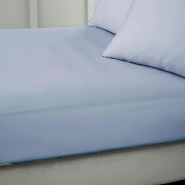 Rackhams 400 Thread Count Cotton Sateen Fitted Sheet Blue - Single - Blue - image 1