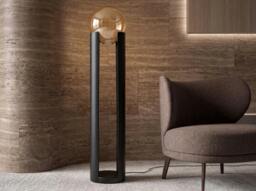 Rackhams Smoked amber glass and black steel floor lamp 8108 - thumbnail 3
