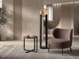 Rackhams Smoked amber glass and black steel floor lamp 8108 - thumbnail 4