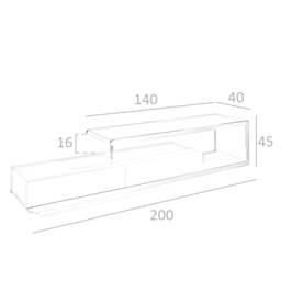 Rackhams White Wooden TV Stand With Chromed Steel BASE and Chromed Steel BASE 3042 - thumbnail 6
