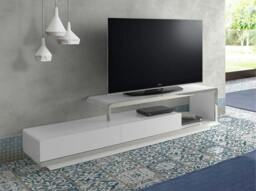 Rackhams White Wooden TV Stand With Chromed Steel BASE and Chromed Steel BASE 3042 - thumbnail 3