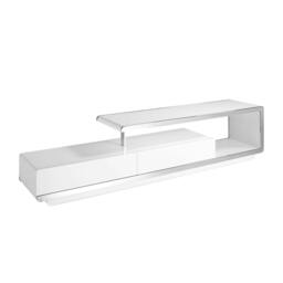 Rackhams White Wooden TV Stand With Chromed Steel BASE and Chromed Steel BASE 3042 - thumbnail 1