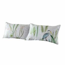 Rackhams Aaliyah Botanical Pillowcase (Pack of 2) - White/Green/Grey - 50cm x 75cm - White/Green/Grey - 100% Cotton