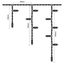 Rackhams Icicle Lights 60/40/20 Drop Black 2m/60 LED Warm White - thumbnail 3