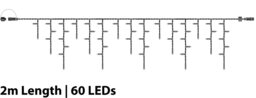 Rackhams Icicle Lights 60/40/20 Drop Black 2m/60 LED Warm White - thumbnail 2