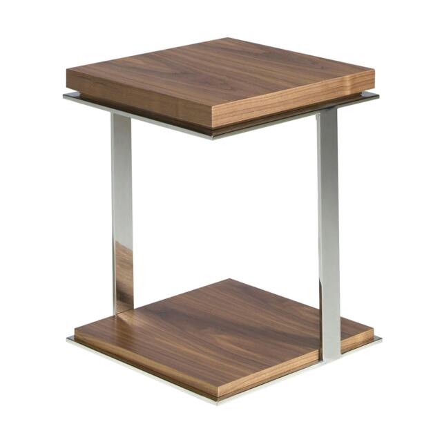 Rackhams Square corner table walnut and chrome-plated steel 2038 - image 1