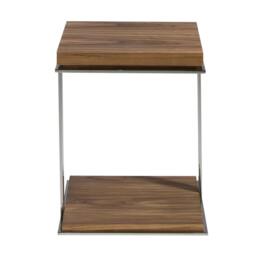 Rackhams Square corner table walnut and chrome-plated steel 2038 - thumbnail 2