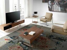 Rackhams Square corner table walnut and chrome-plated steel 2038 - thumbnail 6