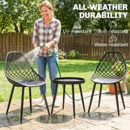 Rackhams 3-Piece Outdoor Bistro Set Patio Furniture for Garden, Balcony - thumbnail 4
