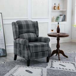 Rackhams Estonia Pushback Recliner Armchair in Grey Tartan - Grey - thumbnail 3