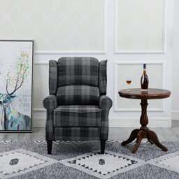Rackhams Estonia Pushback Recliner Armchair in Grey Tartan - Grey - thumbnail 4